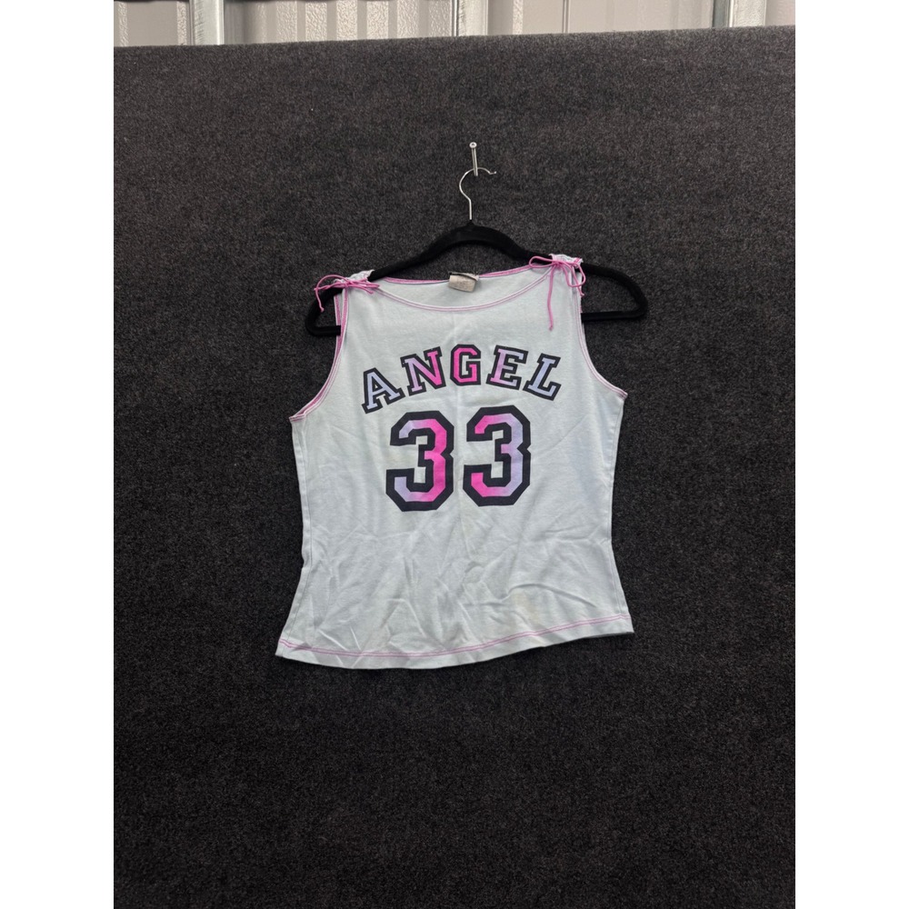 Vintage Rave Angel 33 Graphic Tank Top Blue Pink Y2K Made in USA GT8940 M